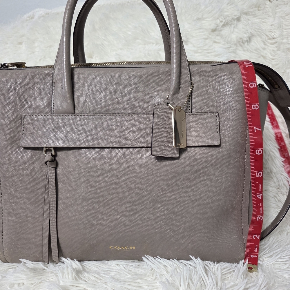 Coach Bleeker Saffiano Riley Carryall Large Crossbody Bag Taupe #30149 - Picture 12 of 16